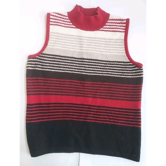 Vintage Crazy Horse Brown/Rust Striped Sleeveless Turtleneck Sweater Size XL - Picture 1 of 6
